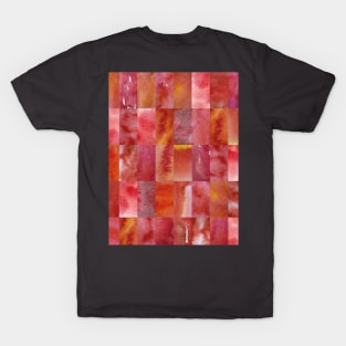 Abstract Minimal Red Watercolour Mosaic Collage. T-Shirt